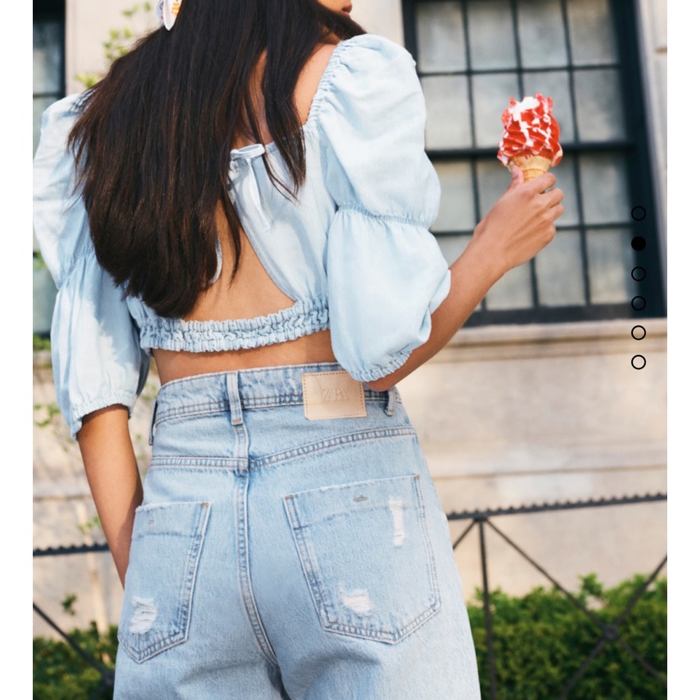 ZARA | LINEN BLEND CROP TOP W/ OPEN BACK - Picture 3 of 8